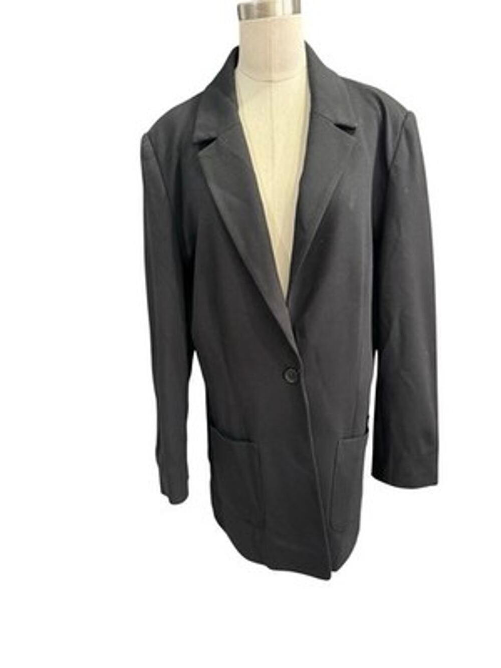 Boston Proper Black Blazer Women’s Size 18 XL Single Button Notch Lapel Stretch